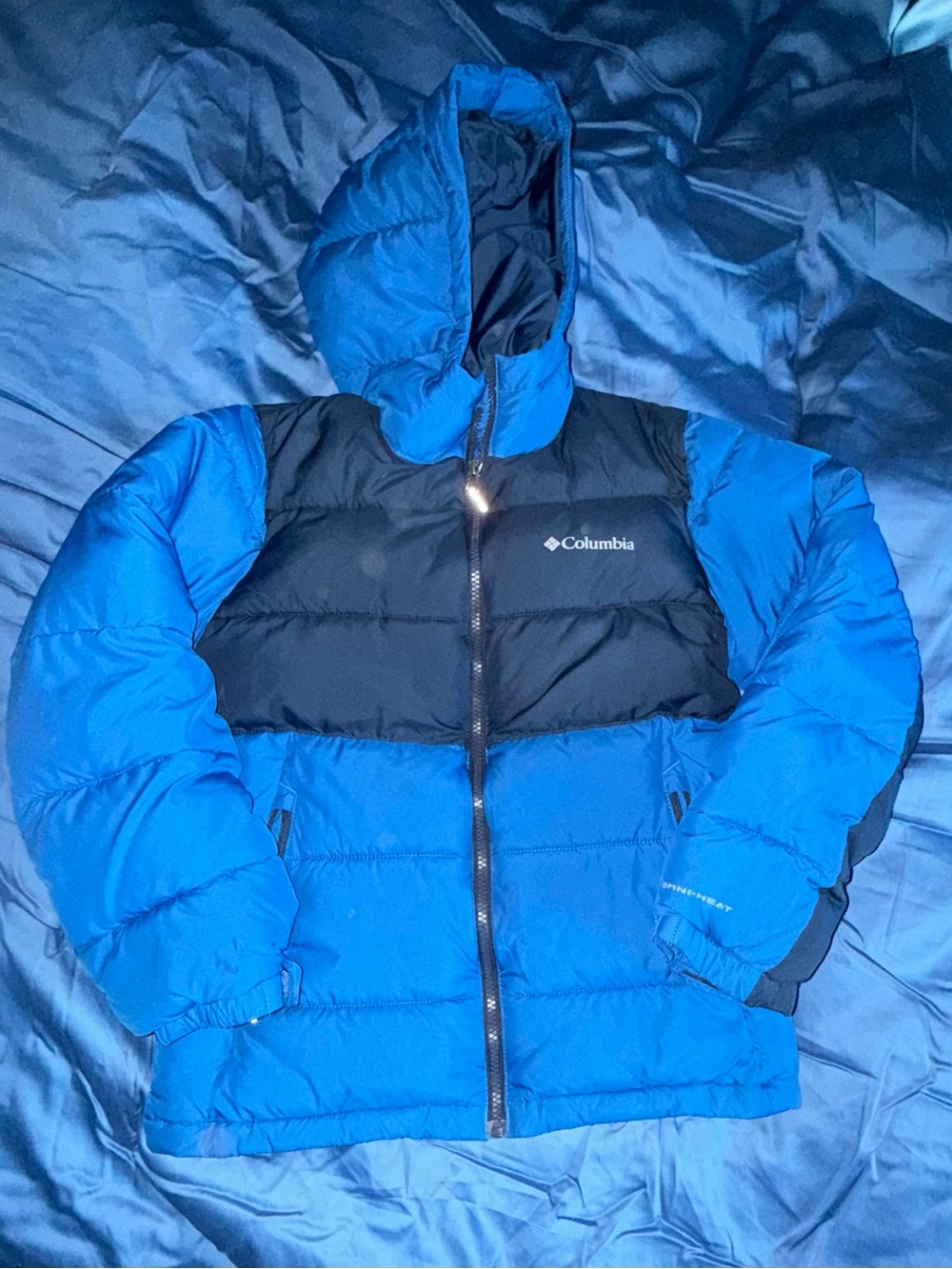 Columbia Blue and Black Kids Puffer Jacket with Hood